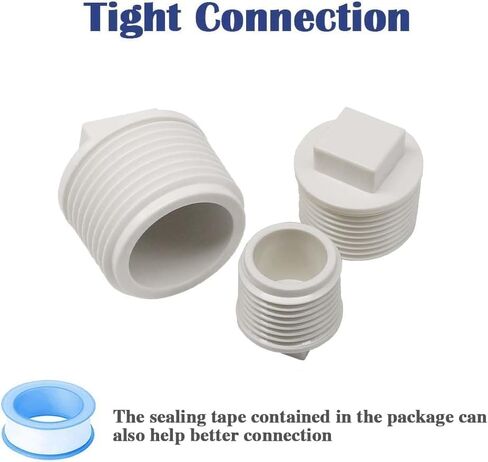 24Pack 3/4" PVC SCH40 Male Threaded Pipe End Cap Adaptor with Waterproof Tape - PVC Cleanout Plug(Includes Durable Adapters and Sealant Tape) in Kuwait