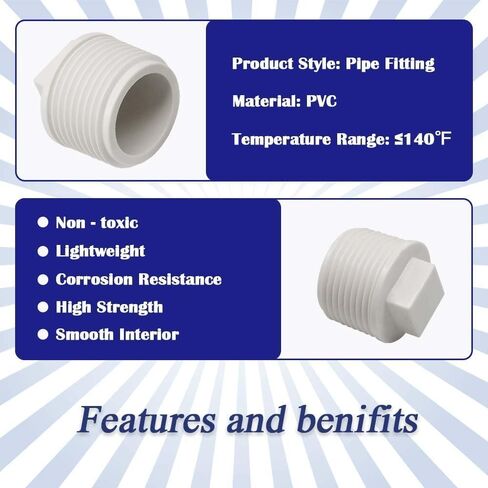 24Pack 3/4" PVC SCH40 Male Threaded Pipe End Cap Adaptor with Waterproof Tape - PVC Cleanout Plug(Includes Durable Adapters and Sealant Tape) in Kuwait