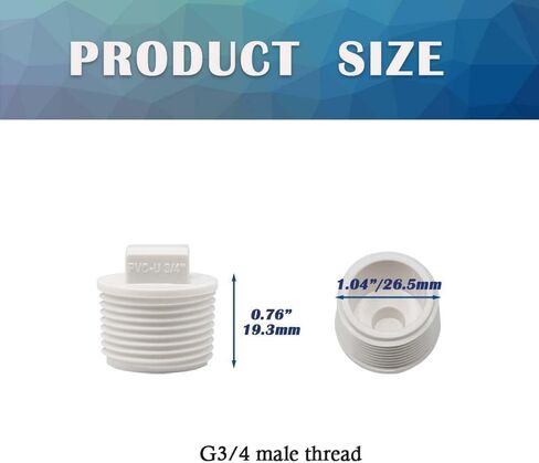 24Pack 3/4" PVC SCH40 Male Threaded Pipe End Cap Adaptor with Waterproof Tape - PVC Cleanout Plug(Includes Durable Adapters and Sealant Tape) in Kuwait