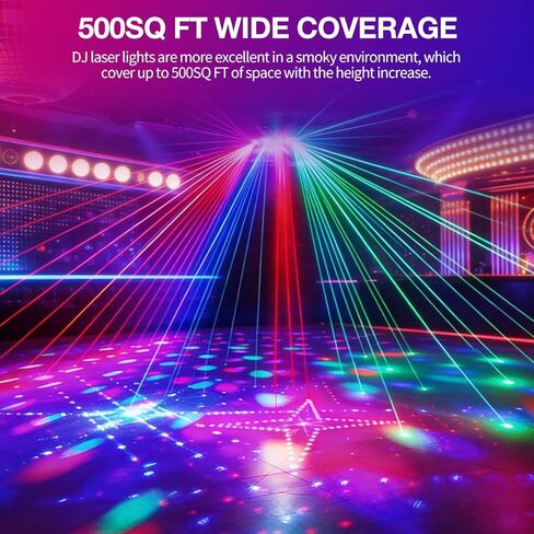 6 في 1 DMX512 ضوء مسرح ليزر منشط بالصوت، RGBW + كرة ديسكو ستروب بالأشعة فوق البنفسجية مع تأثير ديربي وزهرة القمر، ضوء حفلات DJ احترافي لنادي KTV وحفلات الزفاف المنزلية وبار كاريوكي in Kuwait