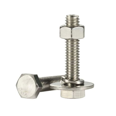 MewuDecor 1/4-20 x 3-1/2" Hex Head Cap Screws Bolts and Nuts, Flat Washers, Spring Washers, Stainless Steel 18-8 (304), 10 Sets in Saudi Arabia