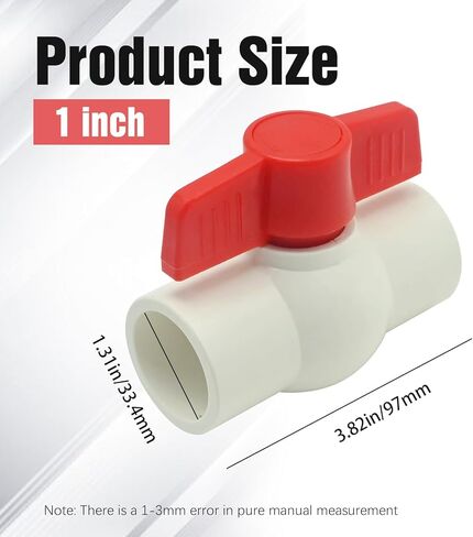 1 بوصة صمام إغلاق أنابيب المياه، 4 قطع SCH40 NPT PVC مجموعة صمامات كروية لنظام الري بإمدادات المياه الباردة in Saudi Arabia
