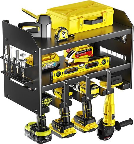 Wall Mount Power Tool Organizer Storage Rack, Garage Tools Storage Rack, Foldable Cordless Drill Hanger Storage Rack, Electric Drill and Screwdriver Tool Rack,(3 Layers 4 Slots) in Saudi Arabia