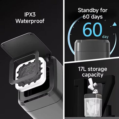 Royal Bin™ Noir 17L (Limited Edition) Smart Self Sealing Automatic Trash Can, Black, Modern Design, Touchless Lid in Saudi Arabia