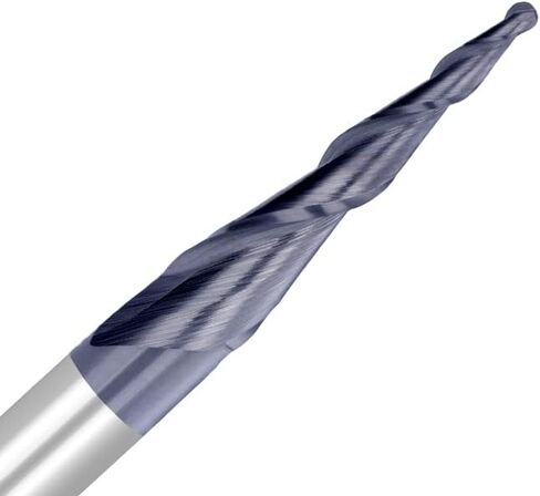 1pcs Tungsten Solid Carbide End Mill R0.4/R1.58 Tapered Ball Nose End Mill 2 Flute 6.35mm Shank Carbide Endmills Metal Milling Cutter in Saudi Arabia