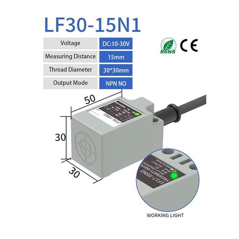 TL-N10MC1 Inductive Proximity Sensor, NPN PNP 10-30VDC 3-Wire IP67 Square Metal Switch Sensing Surface 30 * 30mm, 1pc(10MM DC 3wire NPN NO) in Saudi Arabia