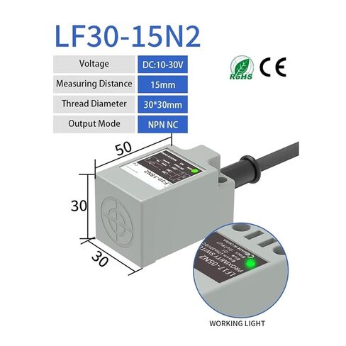TL-N10MC1 Inductive Proximity Sensor, NPN PNP 10-30VDC 3-Wire IP67 Square Metal Switch Sensing Surface 30 * 30mm, 1pc(10MM DC 3wire NPN NO) in Saudi Arabia