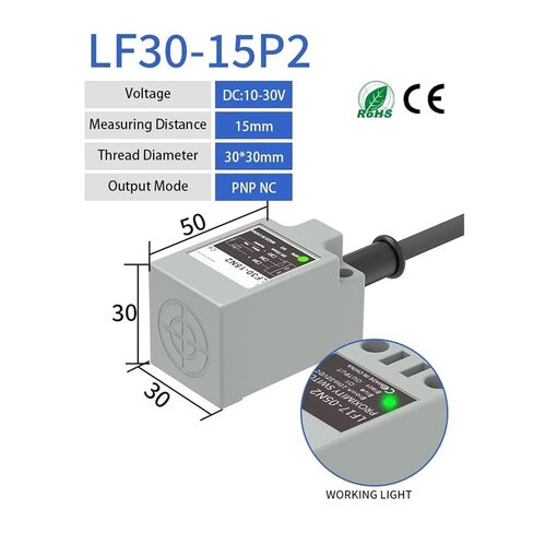 TL-N10MC1 Inductive Proximity Sensor, NPN PNP 10-30VDC 3-Wire IP67 Square Metal Switch Sensing Surface 30 * 30mm, 1pc(10MM DC 3wire NPN NO) in Saudi Arabia