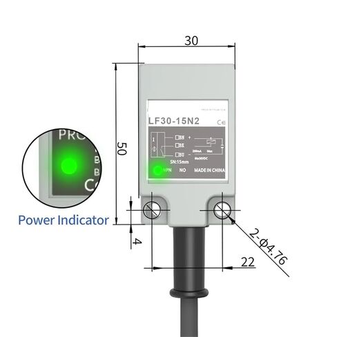TL-N10MC1 Inductive Proximity Sensor, NPN PNP 10-30VDC 3-Wire IP67 Square Metal Switch Sensing Surface 30 * 30mm, 1pc(10MM DC 3wire NPN NO) in Saudi Arabia