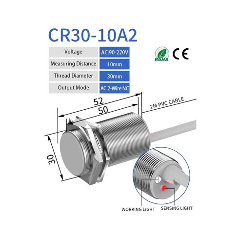 M30 Capacitive Proximity Sensor, 10-30VDC NPN PNP NO NC Flush Non-Flush Non-Metal Liquid Level Switch with 2M Cable, 1pc(10MM AC 2-Wire NC) in Saudi Arabia