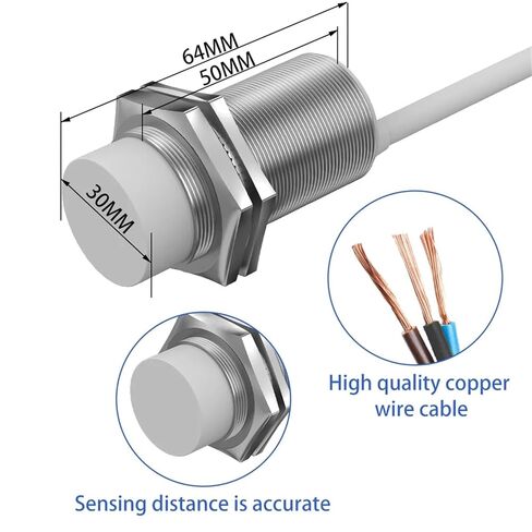 M30 Capacitive Proximity Sensor, 10-30VDC NPN PNP NO NC Flush Non-Flush Non-Metal Liquid Level Switch with 2M Cable, 1pc(10MM AC 2-Wire NC) in Saudi Arabia