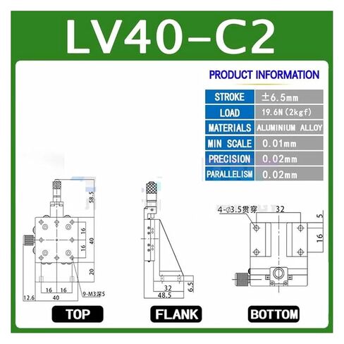 Z-axis LV40/60/80 Manual Displacement Vertical Lift fine-Tuning Platform Horizontal Guide Rail Linear Slide(LV40-C2) in Saudi Arabia