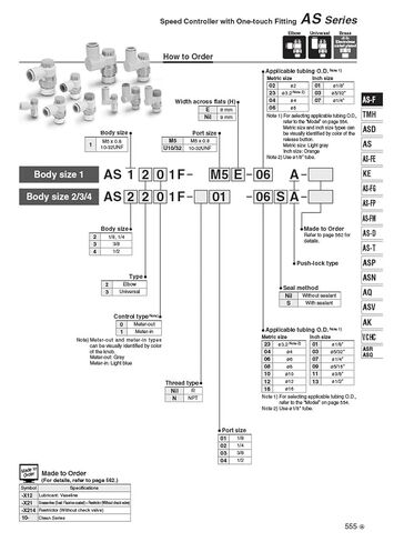 10 قطع تركيبات كوع هوائية مع صمام التحكم في التدفق، AS1211F & AS2211-M5-04A موصلات منظم السرعة (AS1211F-01-10A) in Kuwait