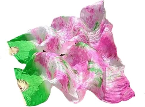 مراوح الحرير للرقص الشرقي، مراوح الحرير الحقيقي، زي الرقص الشرقي للسيدات، إكسسوار مراوح الحرير للرقص 1.8 متر (أسود، 180 سم × 90 سم) in Kuwait