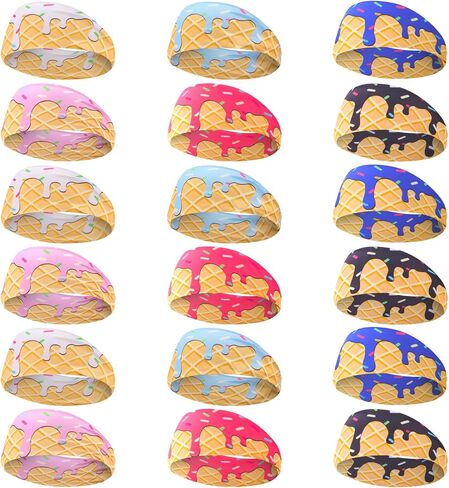 Ice Cream Baseball Headbands Sports Elastic Sweatbands Workout Hairbands for Youth Teen Adult Football Basketball Gym Party Favors in Saudi Arabia