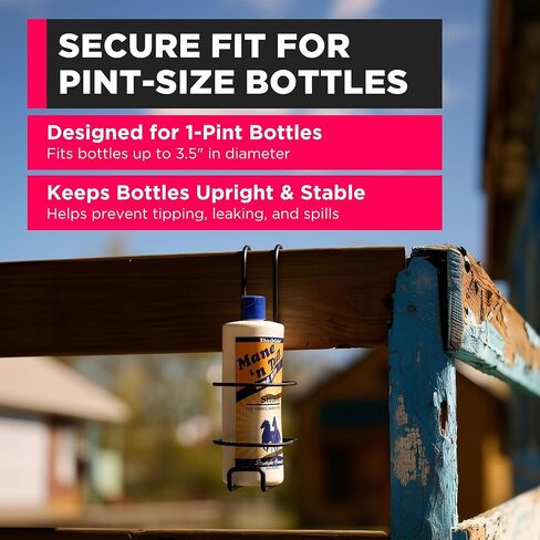 حامل زجاجة رذاذ من سينيك رود، شماعة شديدة التحمل، تناسب زجاجة رذاذ سعة 1 لتر بقطر 3.5 بوصة، خطاف بوابة/لوح 2 بوصة، مطلي بالمسحوق، مصنوع في الولايات المتحدة الأمريكية منظم مرآب مثبت على الحائط لمستلزمات الخيول (طراز SRB1) in Kuwait