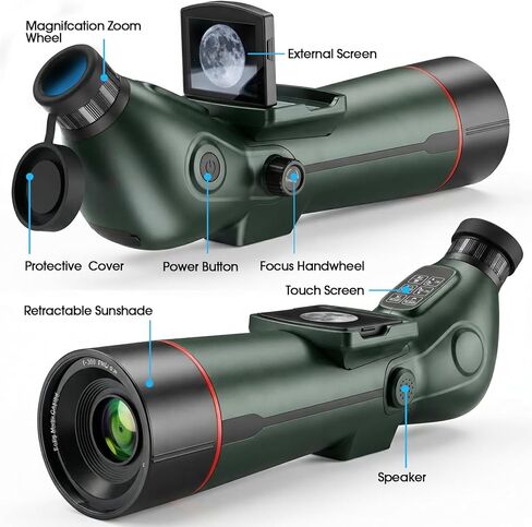 تلسكوب ذكي منكسر احترافي بتركيز تلقائي تلسكوبات إلكترونية رقمية محمولة للبالغين عالية الطاقة مع بطاقة SD سعة 32 جيجابايت in Kuwait