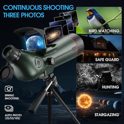 تلسكوب ذكي منكسر احترافي بتركيز تلقائي تلسكوبات إلكترونية رقمية محمولة للبالغين عالية الطاقة مع بطاقة SD سعة 32 جيجابايت in Kuwait