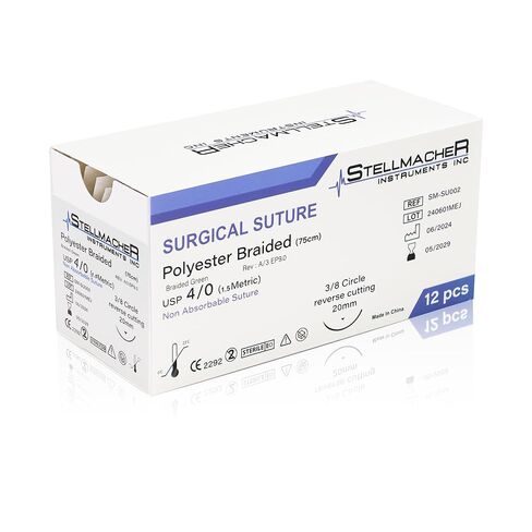 StellMacher Polyester Training Sutures with Needle – Braided Non-Absorbable – 12 Pack Each – Ideal for Practice & Educational Use (Polyester Suture 3/0) in Saudi Arabia