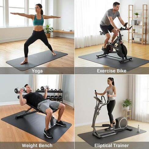 سجادة تمرين، سجادة رياضية منزلية غير قابلة للانزلاق لتمارين رفع الأثقال واليوجا والبيلاتس، 120 × 60 سم × 6 مم in Kuwait