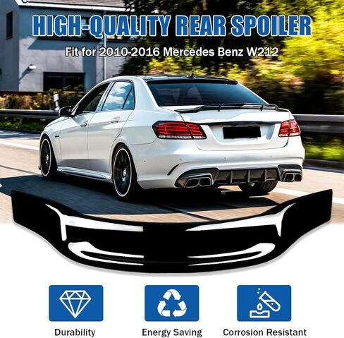 سبويلر أسود لامع متوافق مع 2010-2016 مرسيدس بنز W212 E350 E550 E63 RT Style Trunk Wing Rear Trunk Lip Spoilers مظهر رياضي in Kuwait