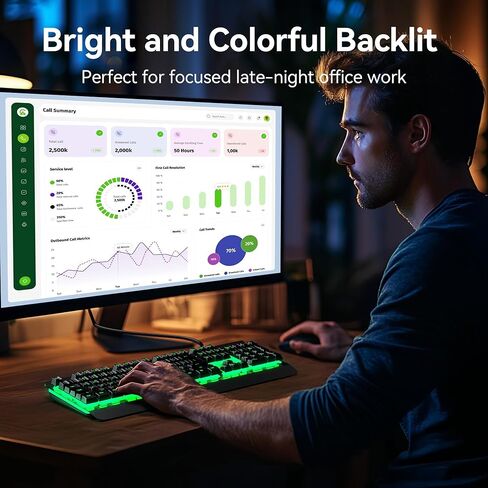 لوحة مفاتيح ألعاب TECKNET RGB، 105 مفتاح، لوحة معدنية بالكامل، إضاءة RGB 15 منطقة، لوحة مفاتيح كمبيوتر هادئة بإضاءة خلفية، مسند للمعصم، 25 مفتاحًا مضادًا للظلال، لوحة مفاتيح سلكية USB مقاومة للماء والغبار IP32 in Kuwait