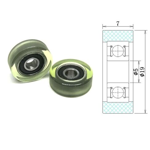 5x19x7mm PU 605RS Bearing Roller PU60519-7 OD 19mm 10pcs in Kuwait