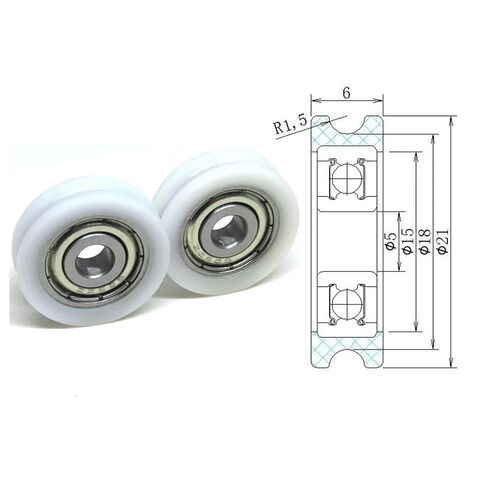 5x21x6mm U Groove Plastic Coated Rollers with 625Z Bearing BSU62521-6 POM Wire Wheel 10Pcs in Kuwait