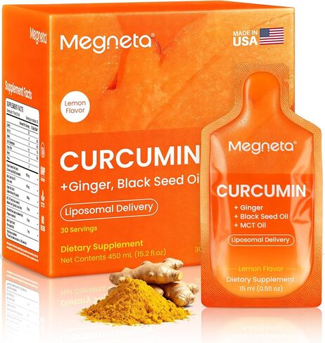 مكمل سائل الكركم والزنجبيل والكركم الشحمي - قوة إضافية مع زيت الحبة السوداء، MCT والريسفيراترول - أقصى قدر من الامتصاص ودعم المفاصل والالتهابات ومضادات الأكسدة والصحة الخلوية in Kuwait