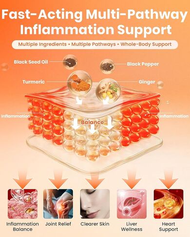 مكمل سائل الكركم والزنجبيل والكركم الشحمي - قوة إضافية مع زيت الحبة السوداء، MCT والريسفيراترول - أقصى قدر من الامتصاص ودعم المفاصل والالتهابات ومضادات الأكسدة والصحة الخلوية in Kuwait