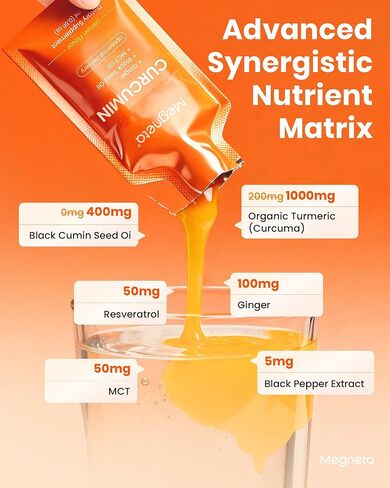 مكمل سائل الكركم والزنجبيل والكركم الشحمي - قوة إضافية مع زيت الحبة السوداء، MCT والريسفيراترول - أقصى قدر من الامتصاص ودعم المفاصل والالتهابات ومضادات الأكسدة والصحة الخلوية in Kuwait