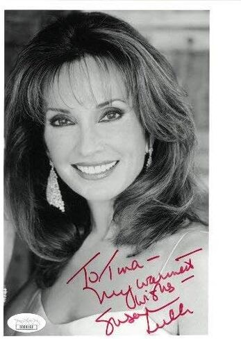 Athlon Sports CTBL-023120 Susan Lucci Signed B&W 7 x 9 in. Photo to Tina My Warmest Wishes- JSA Hologram No.DD39193 All My Children & Erica Kane in Saudi Arabia