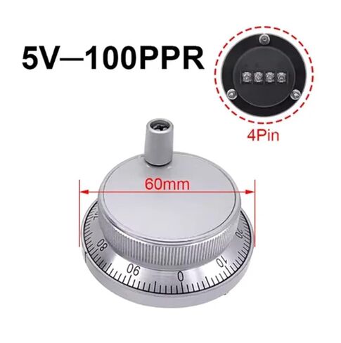 Hand Wheel Pulse Encoder 1Pc Handwheel CNC Pulser 60mm Pulse 100 5V 4Pin 6Pins Manual Generator in Saudi Arabia