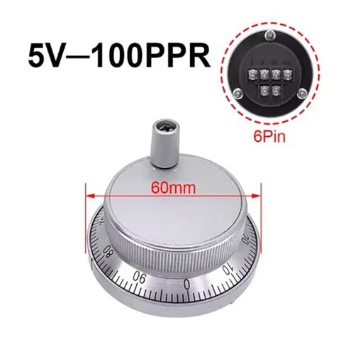 Hand Wheel Pulse Encoder 1Pc Handwheel CNC Pulser 60mm Pulse 100 5V 4Pin 6Pins Manual Generator in Saudi Arabia
