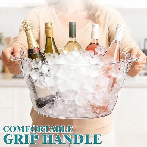 دلاء ثلج سعة 12 لتر للحفلات، عبوتان، حوض مشروبات شفاف بمقابض، مثالي لمبرد نبيذ الشمبانيا والبيرة مقاس 18.5 بوصة × 11.2 بوصة × 9.1 بوصة in Kuwait