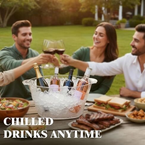 دلاء ثلج سعة 12 لتر للحفلات، عبوتان، حوض مشروبات شفاف بمقابض، مثالي لمبرد نبيذ الشمبانيا والبيرة مقاس 18.5 بوصة × 11.2 بوصة × 9.1 بوصة in Kuwait