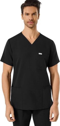 Mens Scrub Top with 4 Pockets, Modern V-Neck Scrubs Top, 4-Way Stretch, Soft, Durable, Breathable, Moisture-Wicking in Saudi Arabia