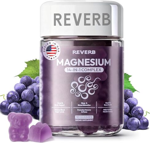 Magnesium Complex 14 in 1 Magnesium Gummies 90 Sugar-Free,Glycinate L-Threonate,Calcium,Coenzyme Q10,Vitamin B6,D3,Magnesium Supplement for Adults in Saudi Arabia