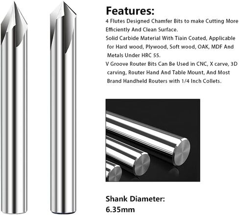 1 قطع كربيد الشطب القاطع 6.35 ملليمتر عرقوب 4 الناي الشطب نهاية مطحنة 90 درجة cnc آلة الشطب أداة القاطع لنحت الشطب in Kuwait