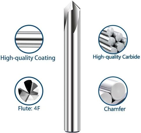 1 قطع كربيد الشطب القاطع 6.35 ملليمتر عرقوب 4 الناي الشطب نهاية مطحنة 90 درجة cnc آلة الشطب أداة القاطع لنحت الشطب in Kuwait