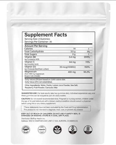 Hywebvctok 400mg Magnesium Bisglycinate Gummies with Vitamin B6, C, D3, Promotes Muscle & Nerve Function, Relaxation & Wellness, Raspberry Flavor, 60 Count in Saudi Arabia
