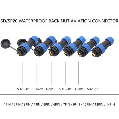 10 Sets SP20 Aviation Connector 2/3/4/5/6/7/8/9/12 Pins 20mm Circular Power Cable Male Plug Female Jack Socket(SD20-12P) in Saudi Arabia