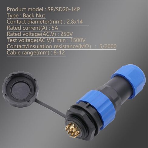 10 Sets SP20 Aviation Connector 2/3/4/5/6/7/8/9/12 Pins 20mm Circular Power Cable Male Plug Female Jack Socket(SD20-12P) in Saudi Arabia