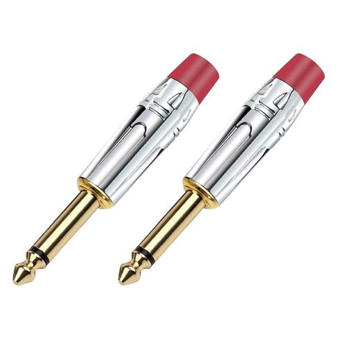 100PCS Mono 6.35MM Jack 6.3MM Male Plug Soldering Wire Connector Brass 1/4 Inch Microphone Plug(50xBlack 50xRed) in Saudi Arabia