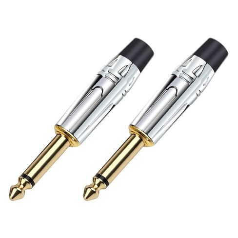 100PCS Mono 6.35MM Jack 6.3MM Male Plug Soldering Wire Connector Brass 1/4 Inch Microphone Plug(50xBlack 50xRed) in Saudi Arabia