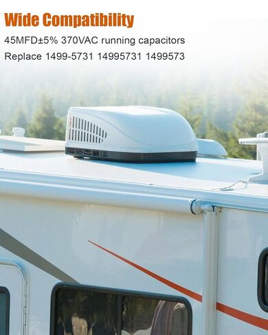 1499-5731 RV مكثف تشغيل مكيف الهواء 45 MFD 370V AC 40/85/21 50/60 هرتز، مناسب لوحدات محرك مروحة Coleman Mach، Reolace 14995731 1499-573 in Saudi Arabia