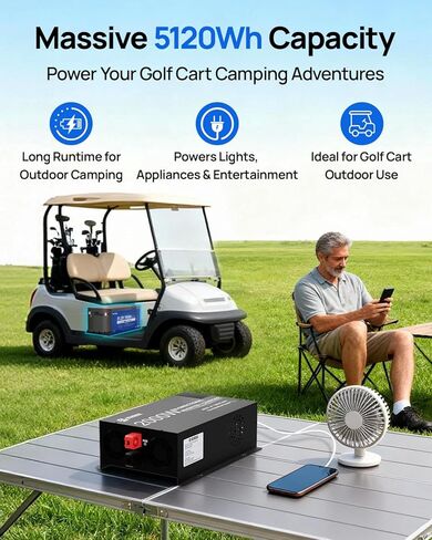 حافظة معدنية من DC HOUSE بقدرة 48 فولت 100 أمبير في الساعة، بطارية ليثيوم لعربة الجولف، بطارية 200 أمبير BMS Lifepo4 مع عاكس 2000 واط 2 في 1 وشاحن بطارية 48 فولت 25 أمبير، تطبيق بلوتوث للهاتف المحمول وشاشة LCD، تيار الذروة 700 أمبير in Kuwait