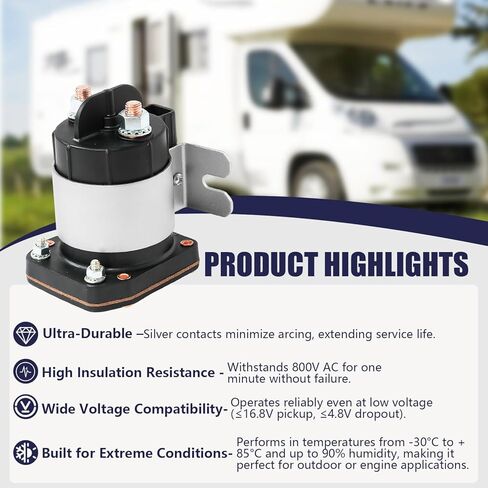 24V Continuous Duty Solenoid Relay, 4 Terminal Heavy Duty Starter Solenoid Switch, 200A–225A Rated / 600A Surge, Replaces Trombetta 114-2411-020, for Forklift, Generator, RV, Construction Equipment in Saudi Arabia
