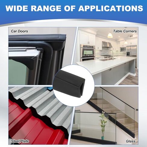 PATIKIL 1/4" 13FT Rubber Edge Trim, Flexible U Channel Edge Guard Protector for Keen Edge Sheet Metal Car Doors Hatches Table Corners, Black in Saudi Arabia
