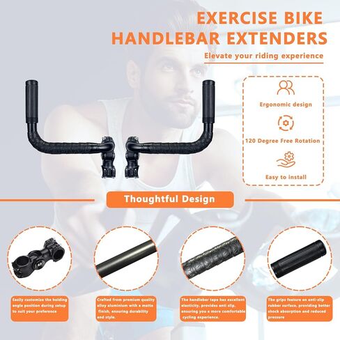 Handlebar Extenders for Peloton Bike, Universal Exercise Bike Handlebar Extension for Indoor Cycling, Treadmill, Wheelchair, Stroller - Relieve Back Pain (Sheep-Horn (with Black Tapes & Grips)) in Saudi Arabia